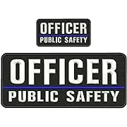 OFFICER PUBLIC SAFETY  EMBROIDERY PATCH 4x10 and 2x5 HOOK ON BACK BLK/WHITE 