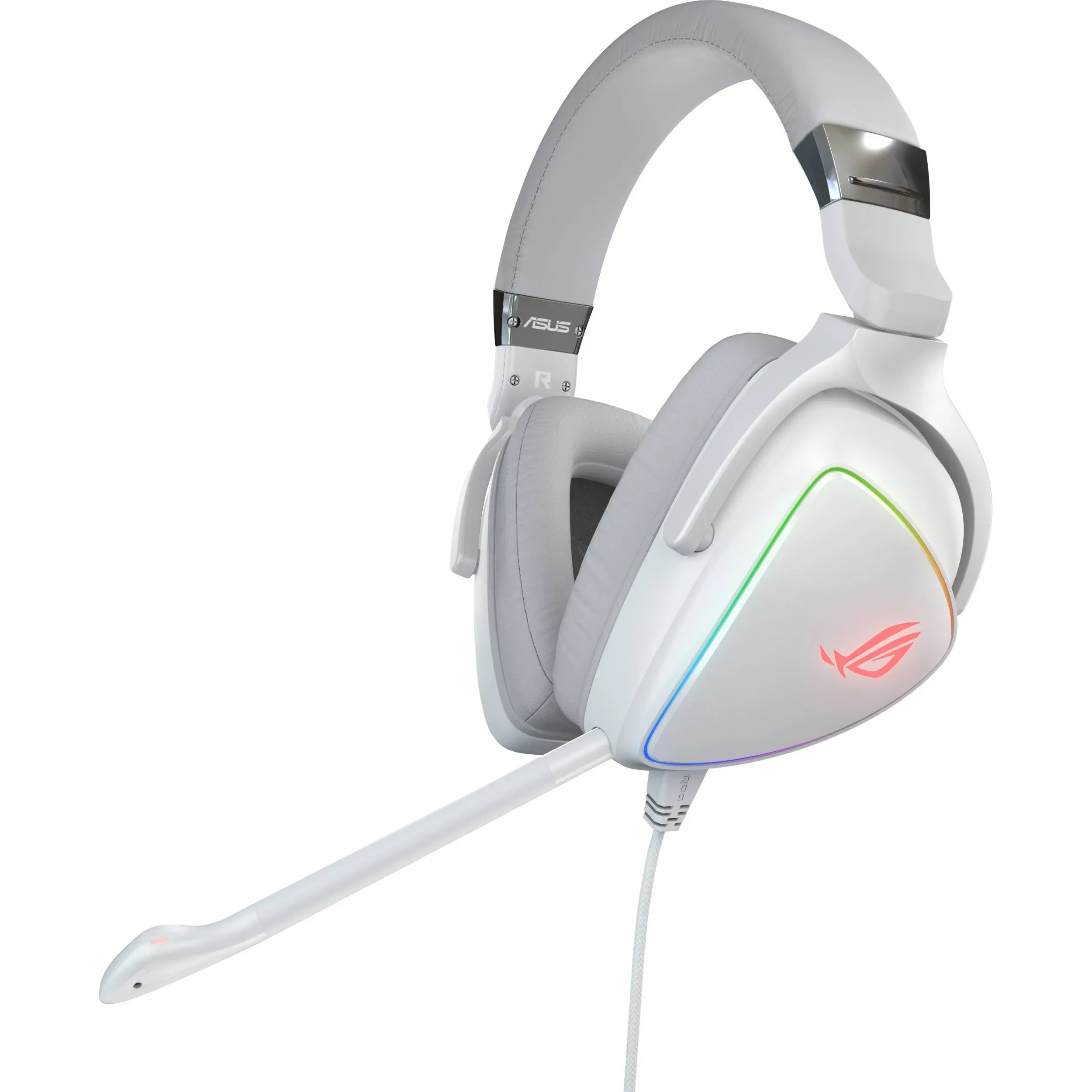 ASUS RGB Gaming Headset ROG Delta | Hi-Res ESS Quad-DAC, Circular RBG Lighting Effect | USB-C Connector for PCs, Consoles, and Mobile Gaming | Gaming Headphones with Detachable Mic,White