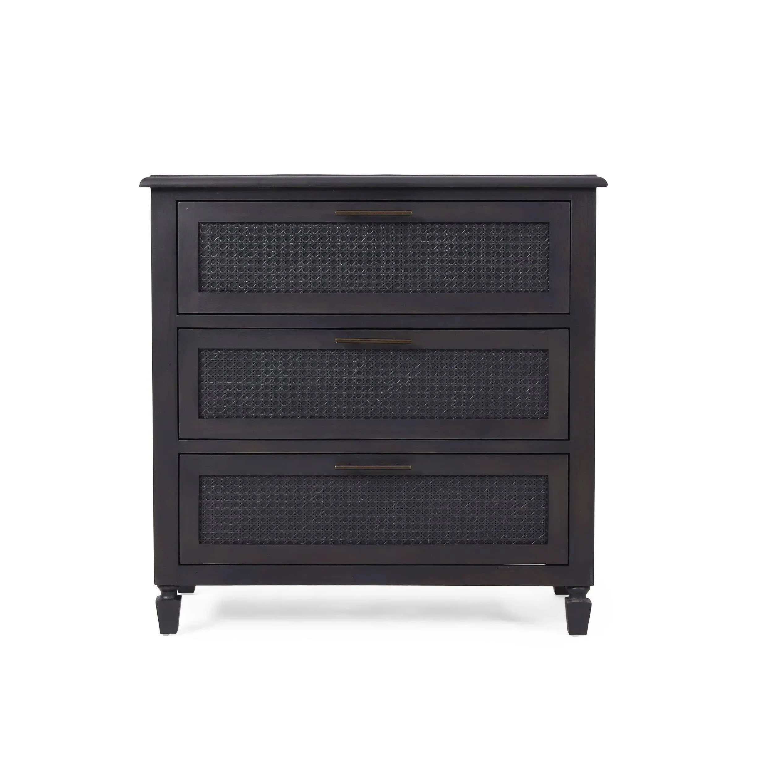 Newell Rustic Acacia Wood and Cane 3 Drawer Dresser Dark Gray - Christopher ...