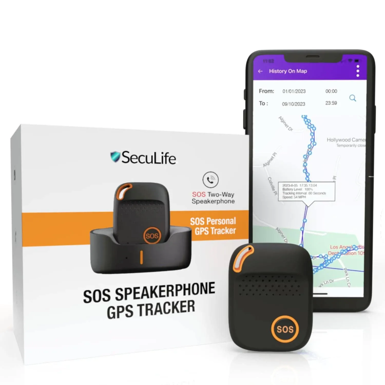 SecuLife Kids GPS Tracker, Real-Time Tracking SOS Button, 2-Way Speakerphone