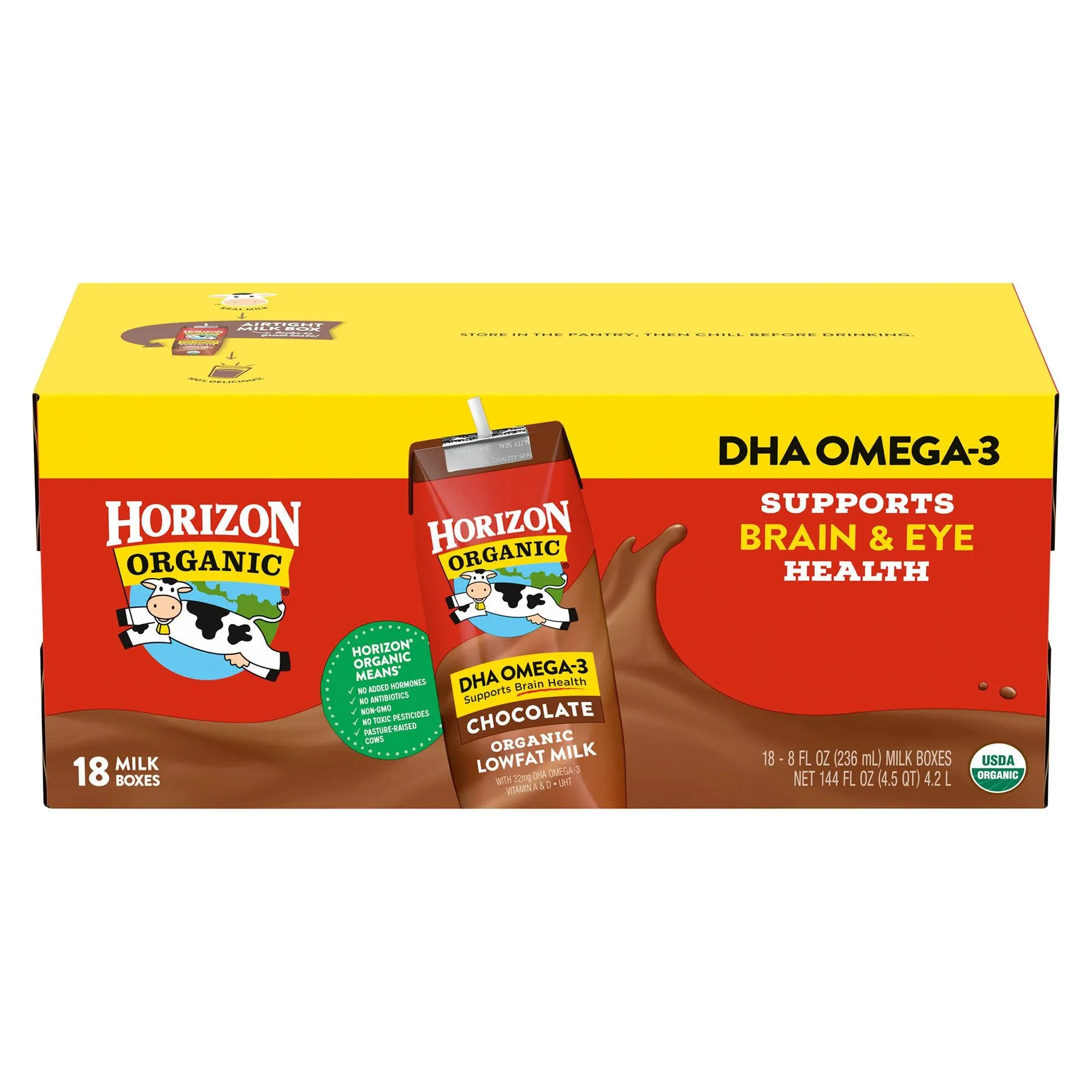 Horizon Organic Chocolate Low-Fat Milk - 18 pack, 8 fl oz cartons