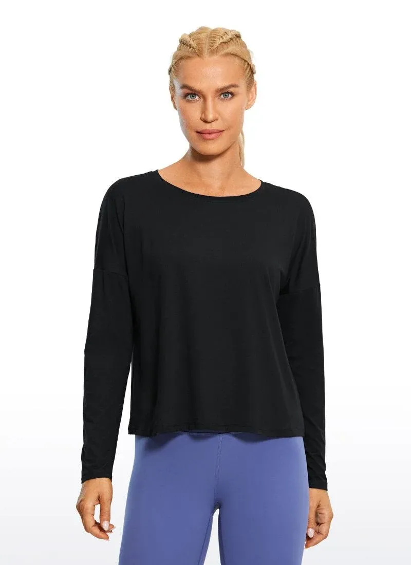 CRZ Yoga Women's Relaxed Fit Running Crop Long Sleeve Shirt