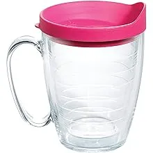 Tervis Clear & Colorful Lidded Made in USA Double Walled Insulated Tumbler Travel Cup Keeps Drinks Cold & Hot 16oz Fuchsia Lid