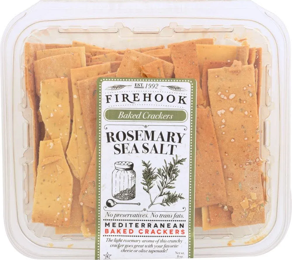 Firehook Baked Crackers, Mediterranean, Organic, Rosemary Sea Salt - 8 oz