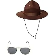 Super State Highway Patrol Trooper Mountie Hat Aviator Sunglasses Costume Kit