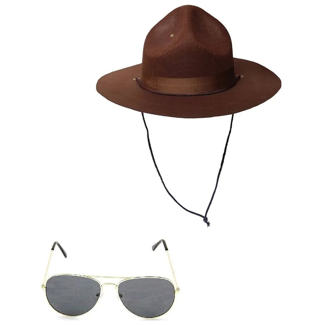 Super State Highway Patrol Trooper Mountie Hat Aviator Sunglasses Costume Kit