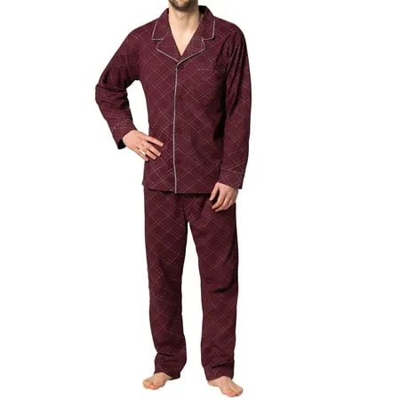 Hanes Men's and Big Men's Long Sleeve Long Leg Woven Pajama Set