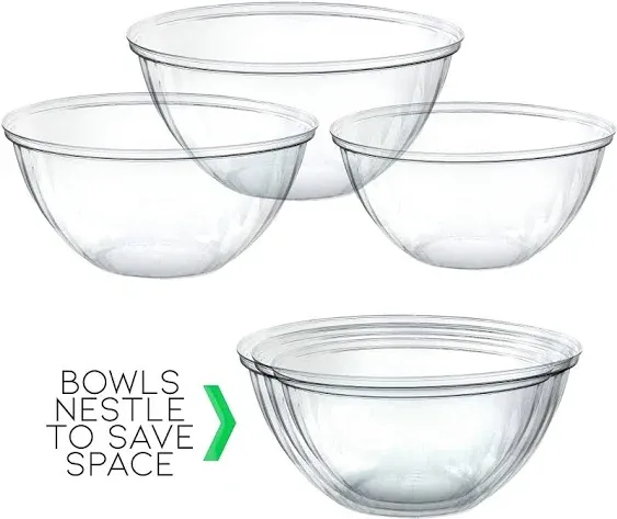 Disposable 150 Ounce Round Crystal Clear Plastic Serving Bowls For