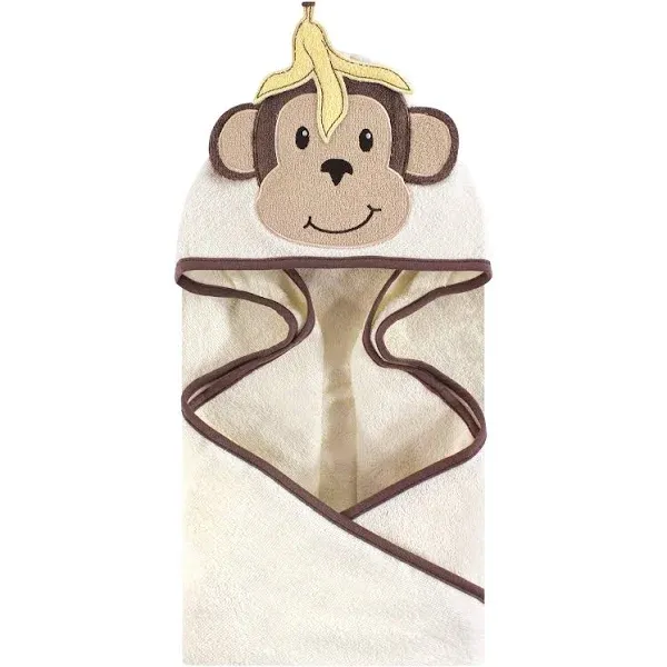 Hudson Baby Unisex Baby Cotton Animal Face Hooded Towel, Banana Monkey, One Size