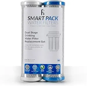 Dual Stage Drinking Water Replacement Filter Set, Standard 10", filters Sediment, VOC, Mercury, Lead, Cysts