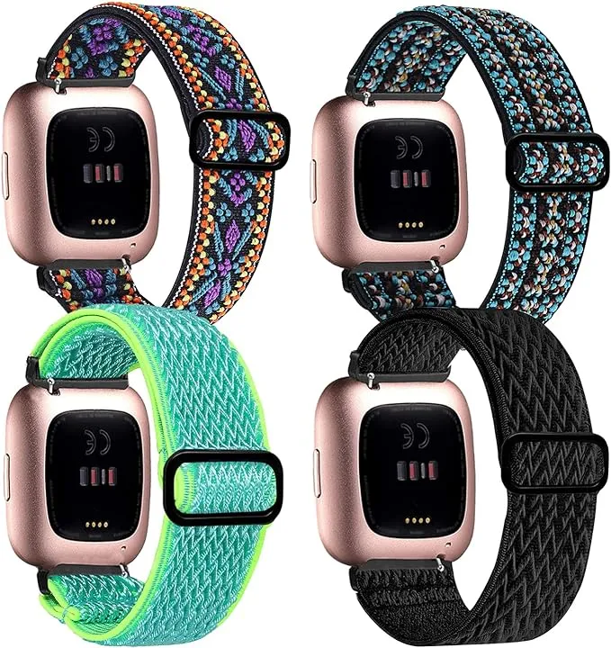 4 Pack Stretchy Bands Compatible with Fitbit Versa/Fitbit Versa Lite/Fitbit V...