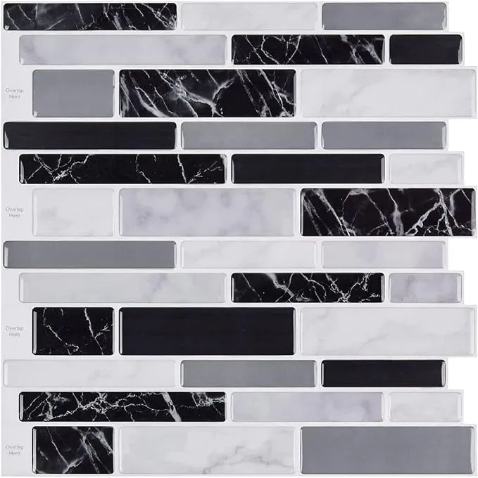 Wowstar 10-Sheet Peel and Stick Backsplash tiles, Marble Look Stick on Tiles for ...