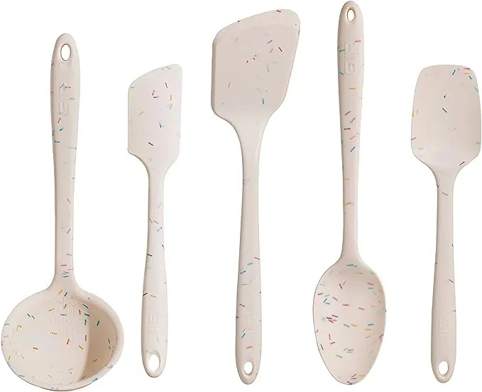 GIR: Get It Right - 5 Piece Silicone Utensil Set - Ladle, Spatula, Flip, Spoon & Spoonula,Non-stick, Heat Resistant - Dishwasher Safe - Kitchen Utensils - Baking Supplies - BPA & BPS Free - Sprinkles