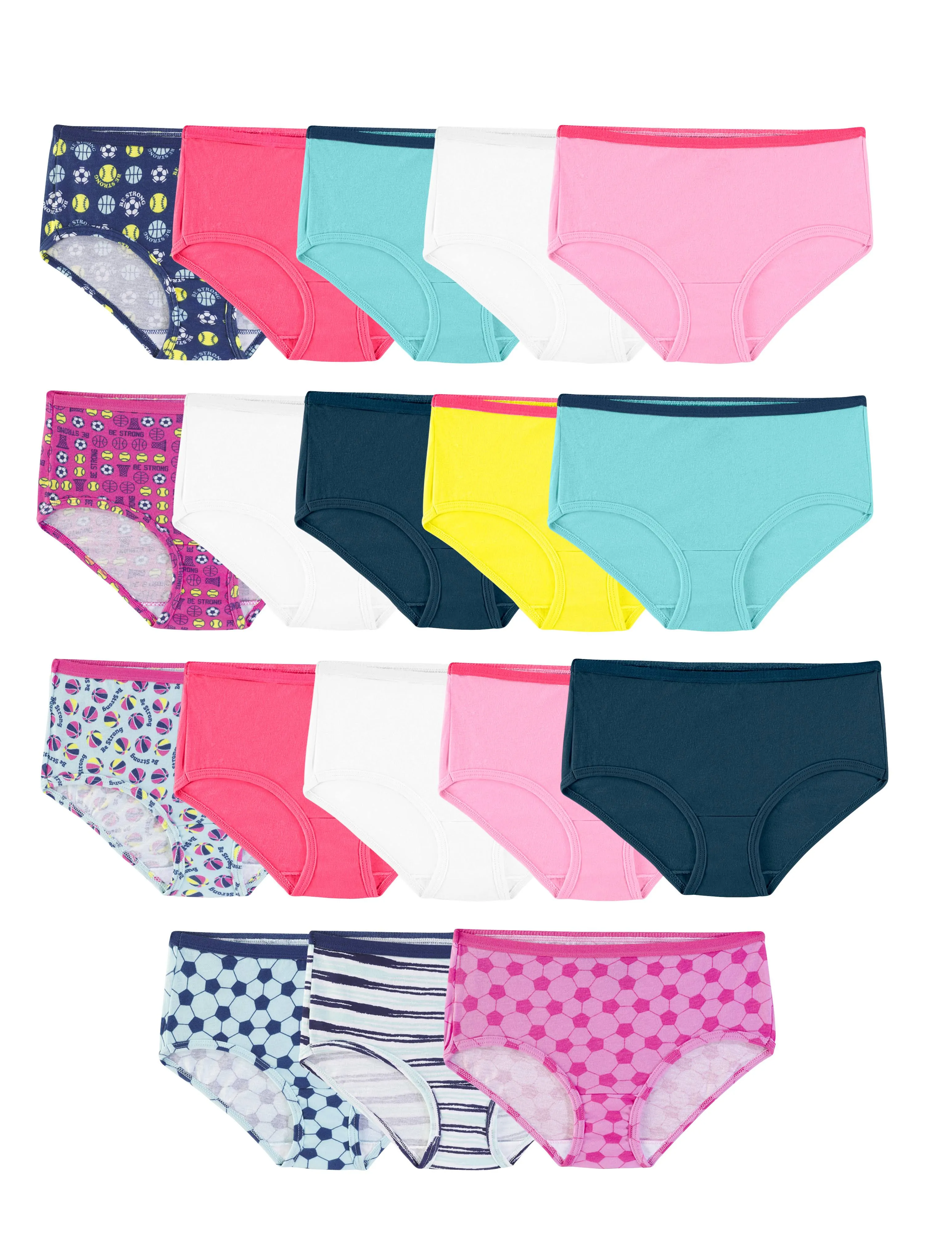 Fruit of the Loom Girls Brief Underwear, 14 Pack Panties, Sizes 4 - 16