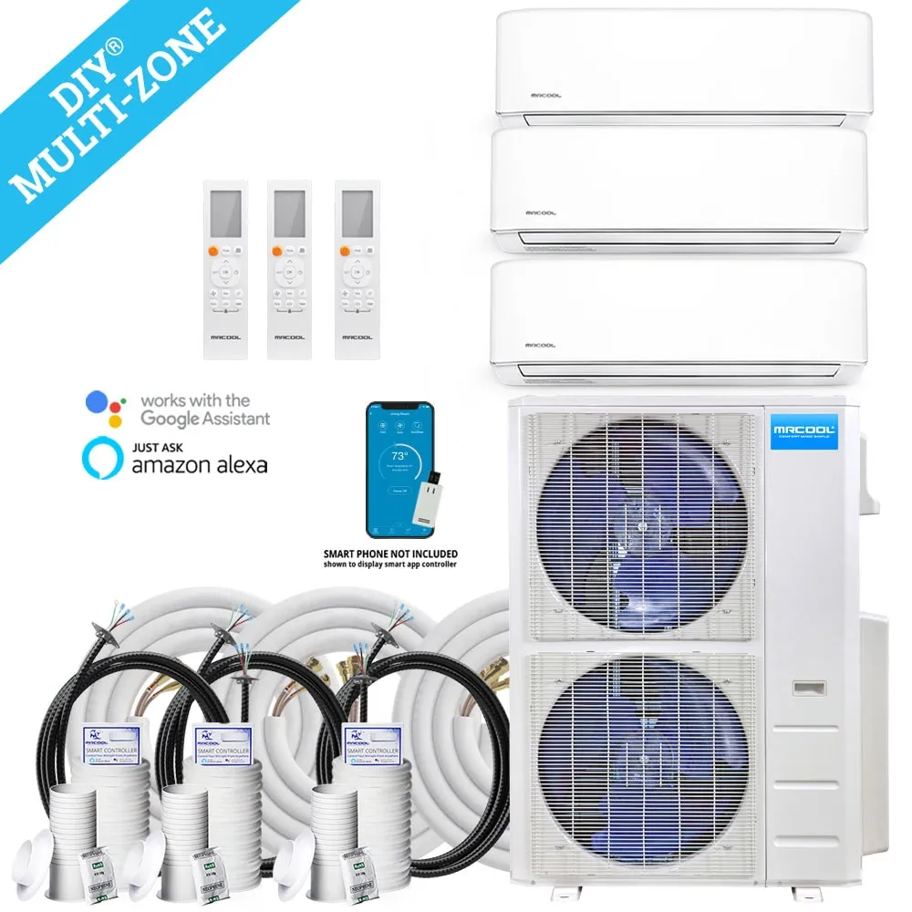 MRCOOL DIY Mini Split 42,000 BTU 20.5 SEER 3 Zone Ductless Air Conditioner and Heat Pump 12k + 12k + 18K, 25 ft