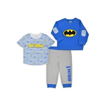 Batman Baby Boy Outfit Set Fleece Long Sleeve Crew T-Shirt and Pants 3pc