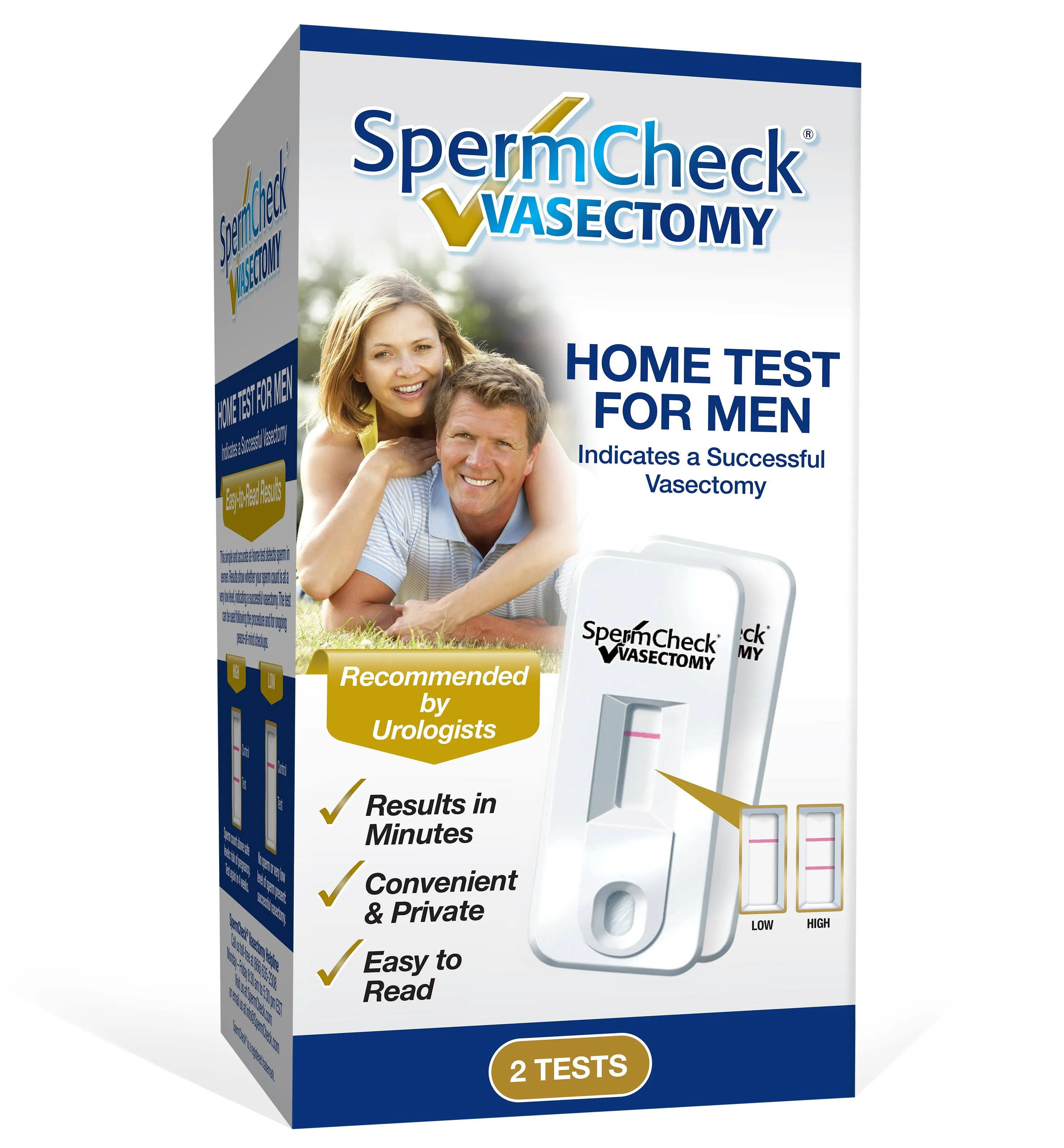 Vasectomy Home Test Kit - Check Sperm Count Post Vasectomy - 2 Pack - Easy to Read, Private - 98% Accuracy - FSA HSA Eligible - FDA Cleared