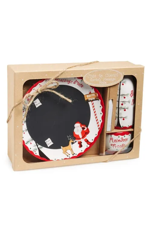 Child to Cherish Santa's Message Plate Set, Santa Cookie Plate, Santa Milk jar, and Reindeer Treat Bowl