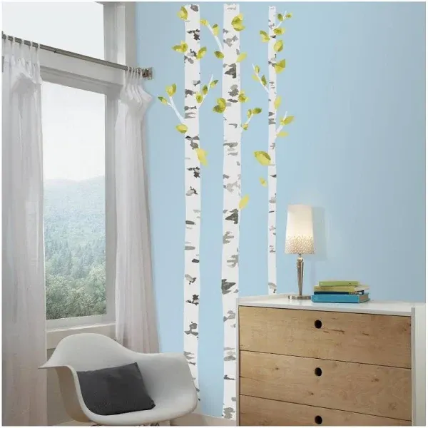 RoomMates Peel and Stick Giant Wall Decals, Birch Trees - 52 pack