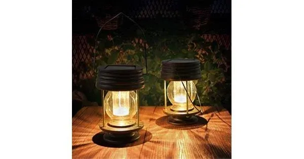 2 Pack Solar Wall Lantern Lights Outdoor Waterproof Sun Powered Wall Light