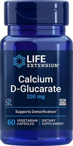 Life Extension Calcium D-glucarate 200mg - Detox, Liver Health Supplement - Supports Healthy Inflammatory Response - Once Daily, Gluten-free, Non-GMO, 60 Vegetable Capsules