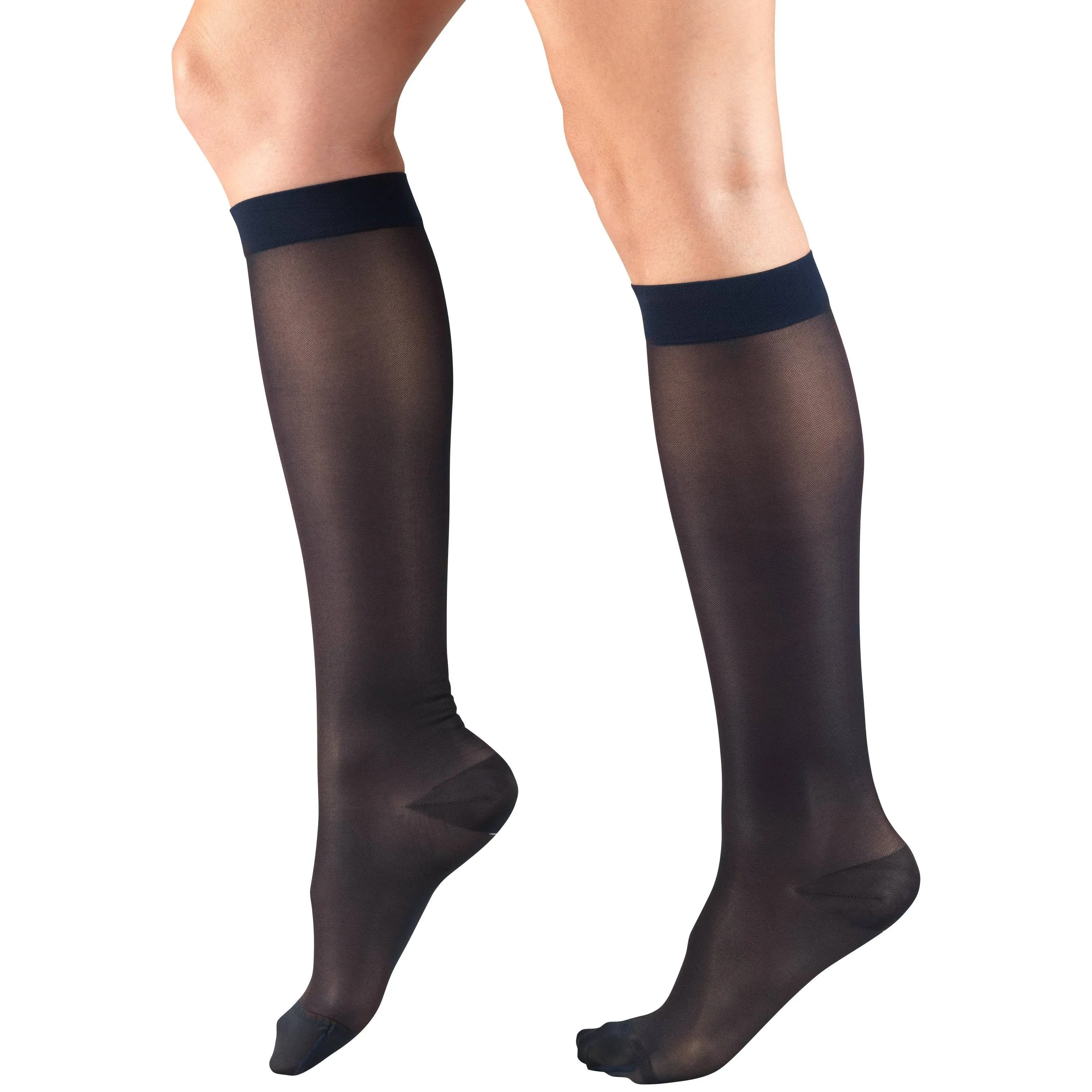 Truform Women's Stockings, Knee High, Sheer: 15-20 mmHg, Navy, Medium