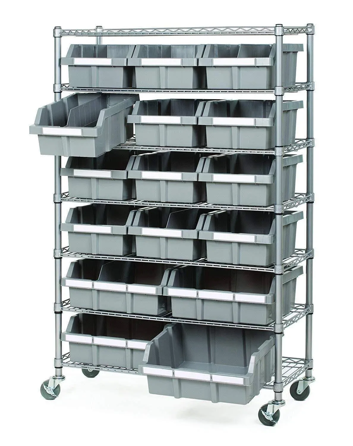 Seville Classics 7-Shelf Commercial Bin Rack System