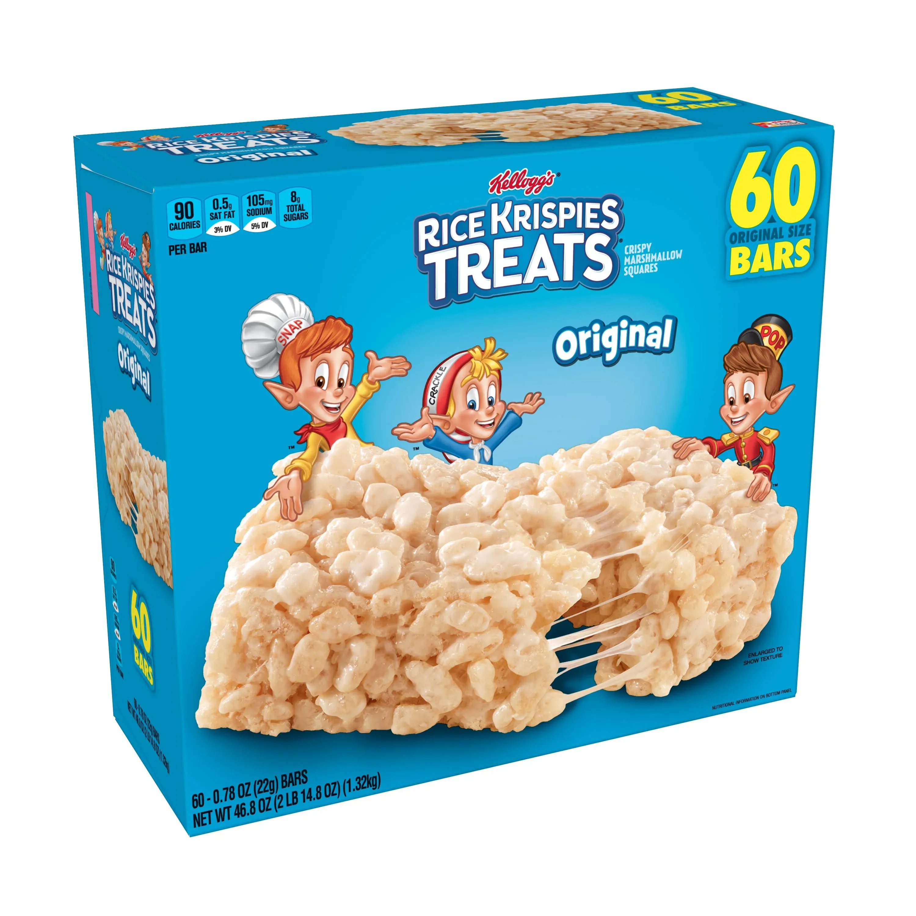 Kellogg's Original Rice Krispies Treats Snack Bars, 0.78 oz, 60 Count