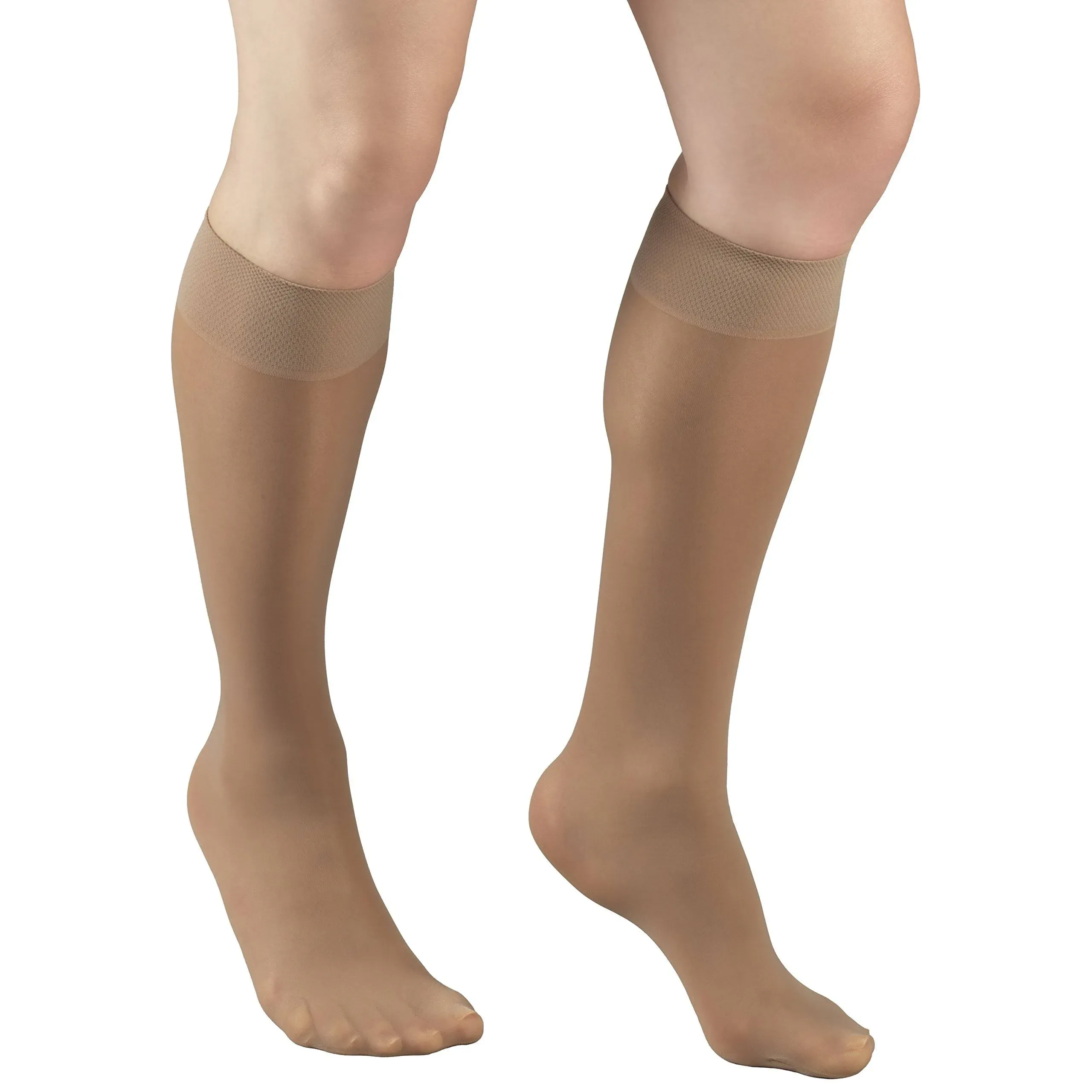 Truform Women's Stockings, Knee high, Sheer: 8-15 mmHg, Beige, Large