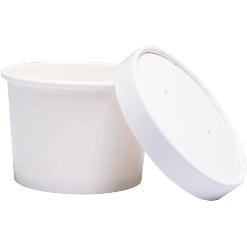 Belinlen Paper Ice Cream Cups with Paper Lids, Paper Hot/Cold Soup Cups with Lids (White) (40, 12 oz)