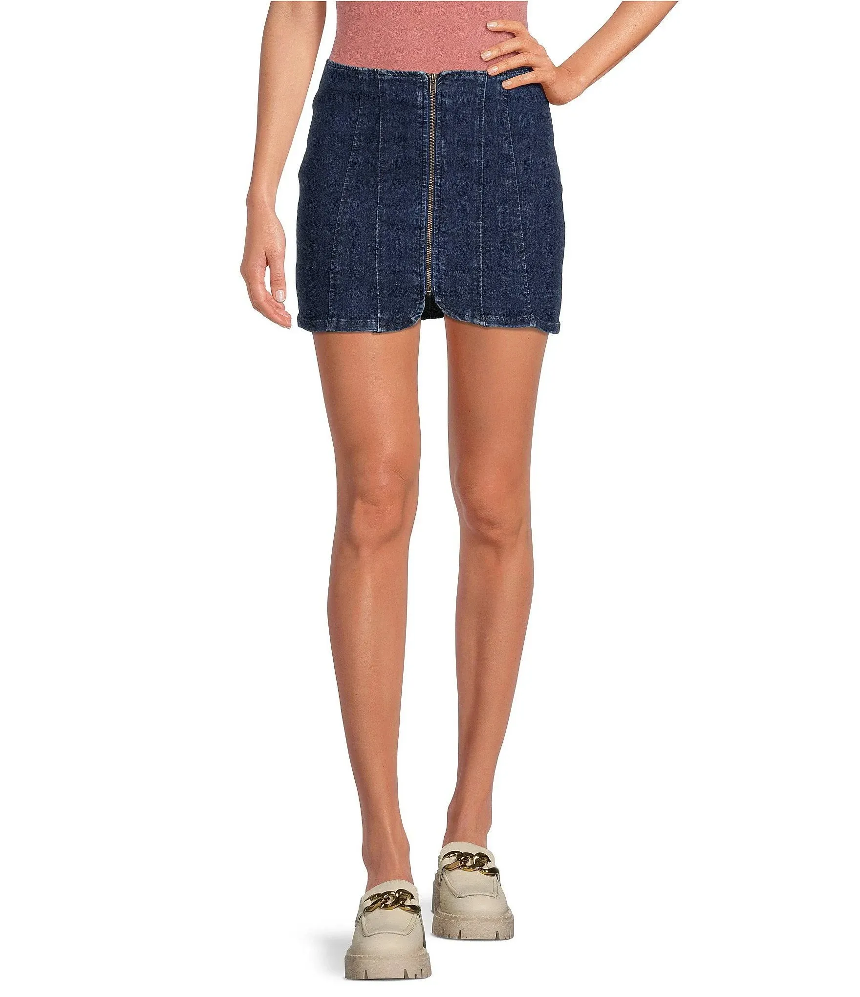 Shop Free People Layla Denim Mini Skirt In Deep Indigo