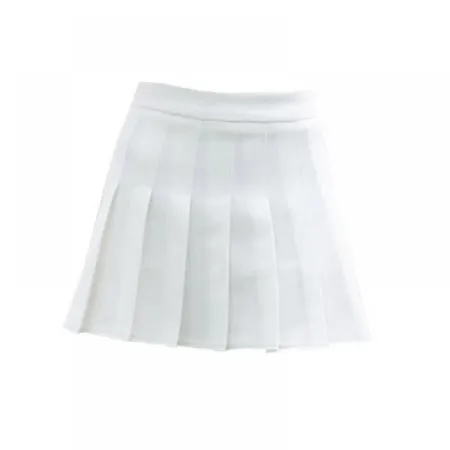 High Waist Essential Women Pleated Skater Short Skirt Solid Color Mini Slim Skirts (Black M)