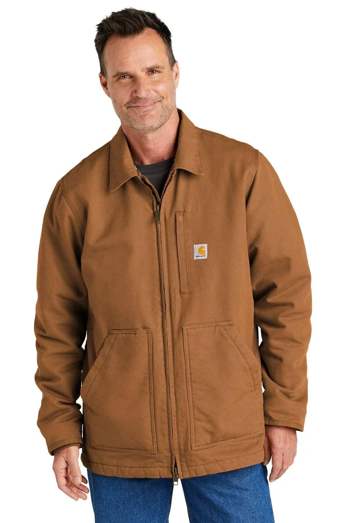 Carhartt Men's Loose Fit Washed Duck Sherpa-Lined Coat