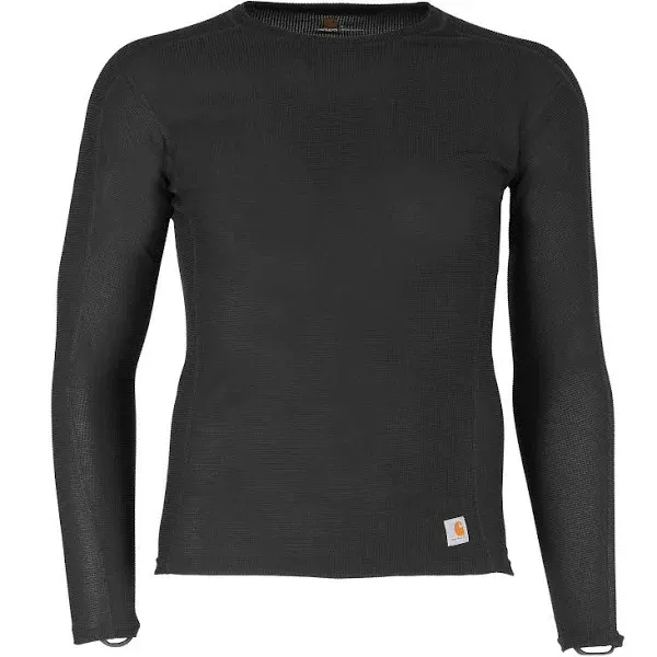 Carhartt Men's Force Lightweight Stretch Grid Base Layer Crewneck Top - Black