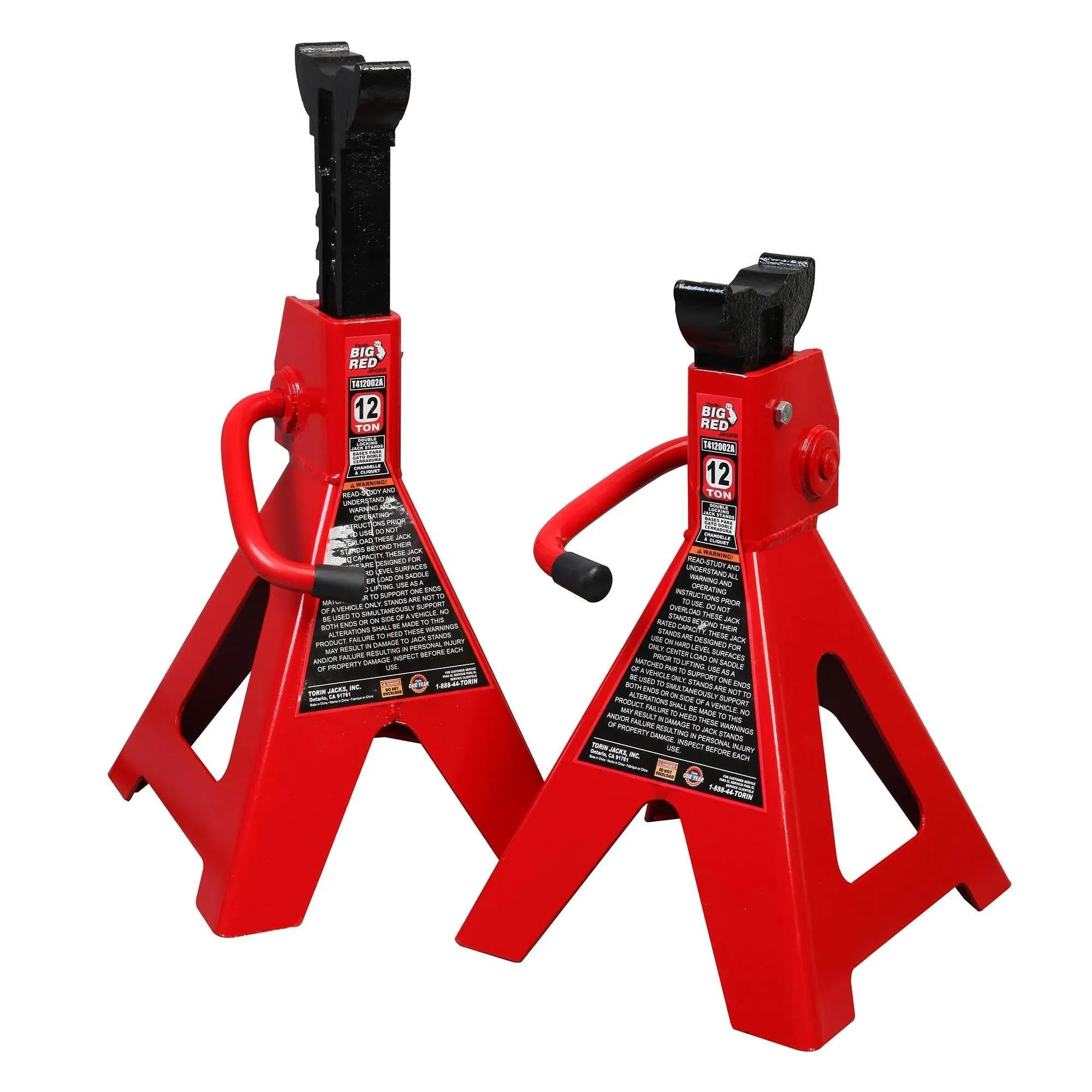 BIG RED Torin Steel Jack Stands 12 Ton (24,000 lbs) Capacity, Red, 1 Pair