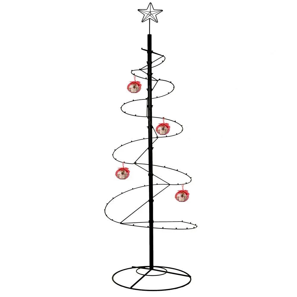 HOHIYA 7 Ft Metal Christmas Tree Spiral Wrought Iron Ornament Display Stand Hanger Wire Hook Hanging for Halloween Swarovski 2024 Decorations Gift Taiwan Made Black