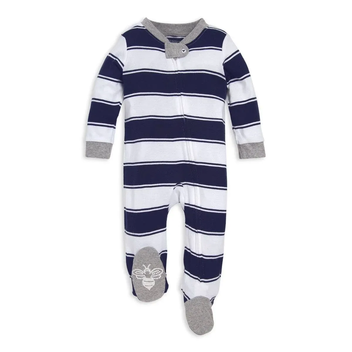 Burt&#039;s Bees Baby 3 6 Mos Organic Cotton Sleep &amp; Play Footed Sleeper Navy Stripe