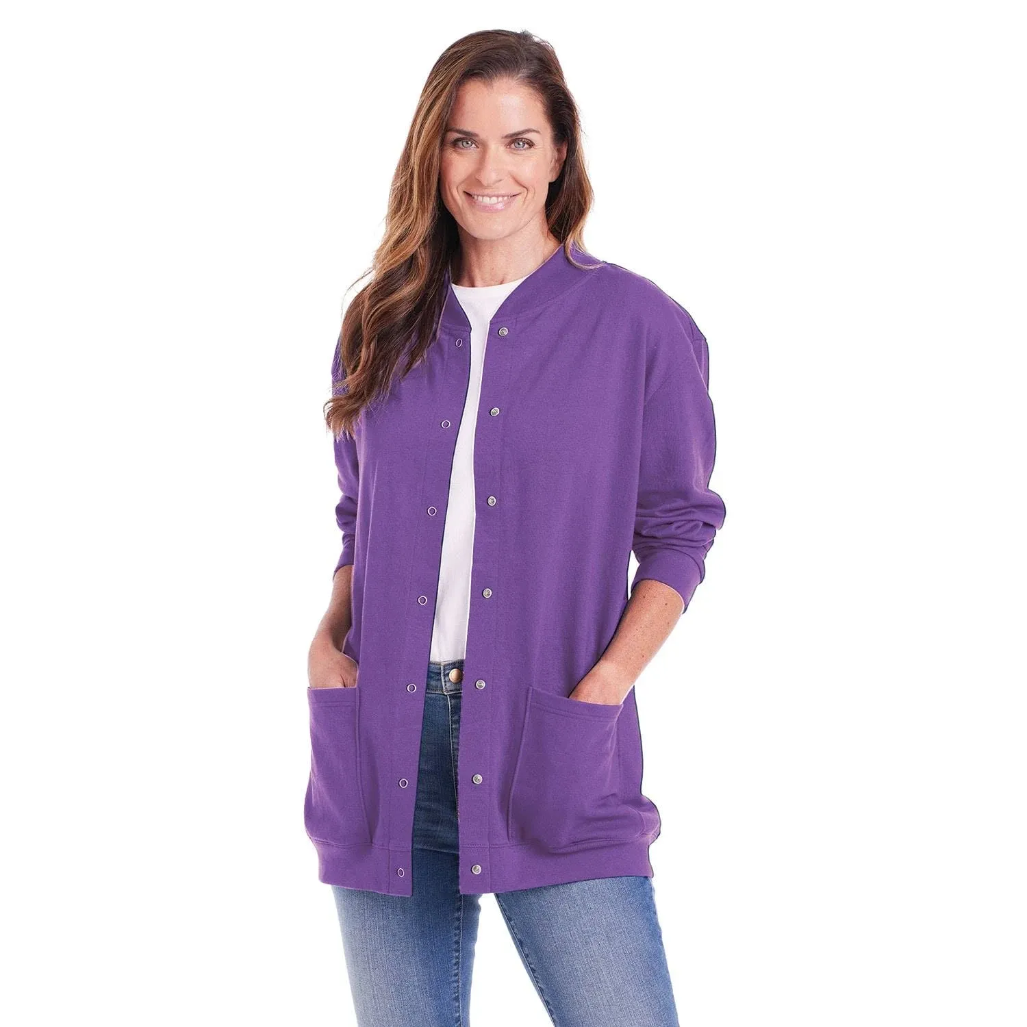 Catalog Classics Snap-Front Fleece Jacket - Purple - 3X