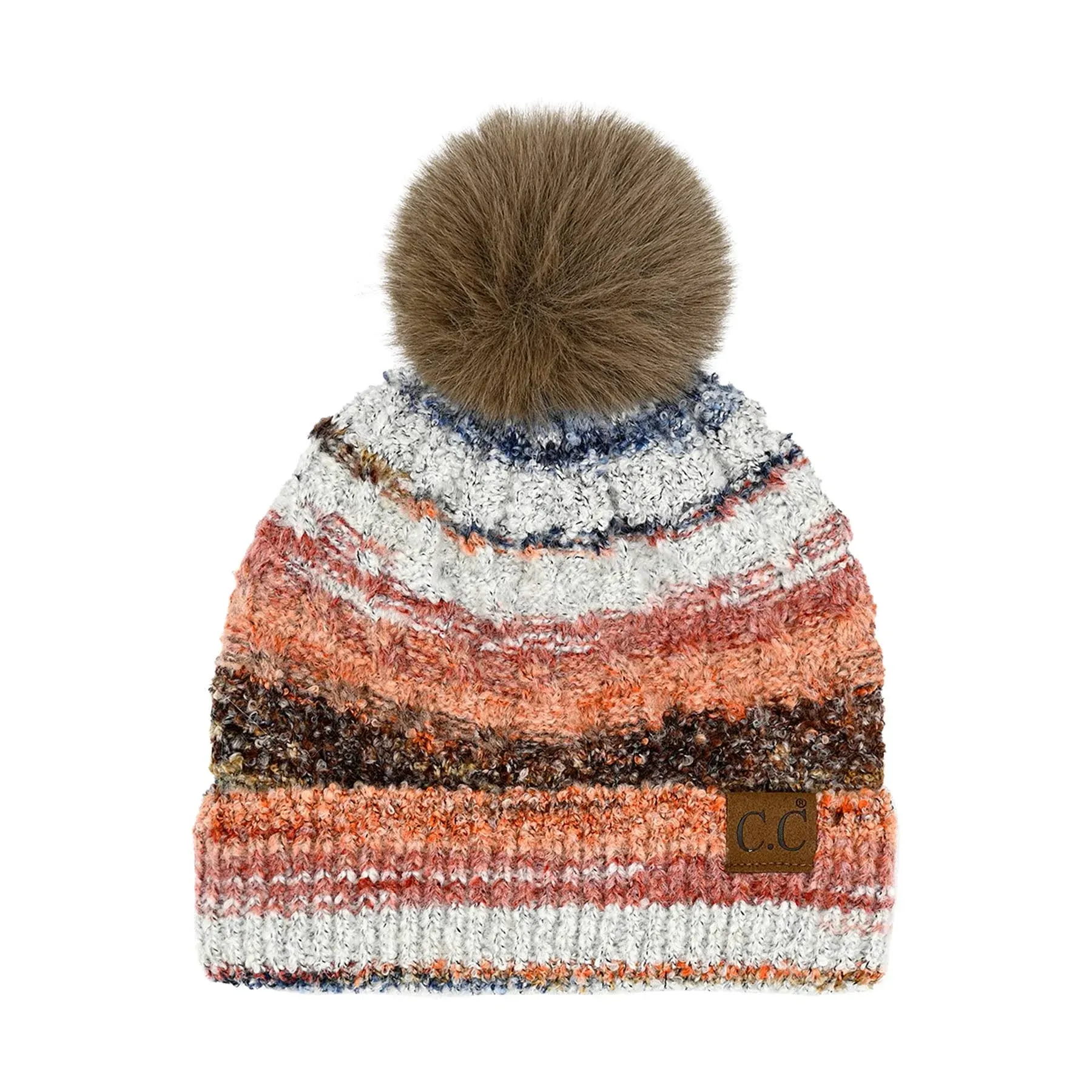 CC Multi Color Space Dye Pom Beanie Grey