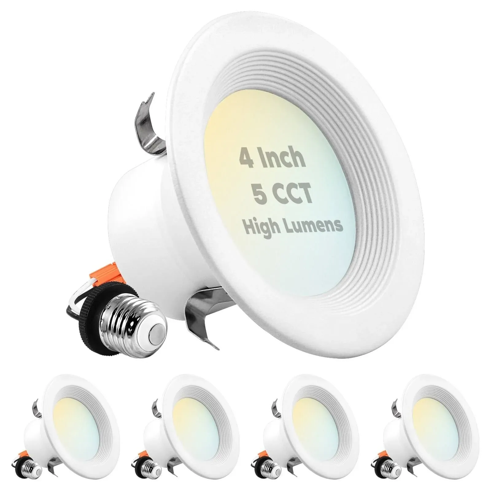 Luxrite LR23793-4PK 4 LED Recessed Can Lights 5 CCT Selectable 2700K50