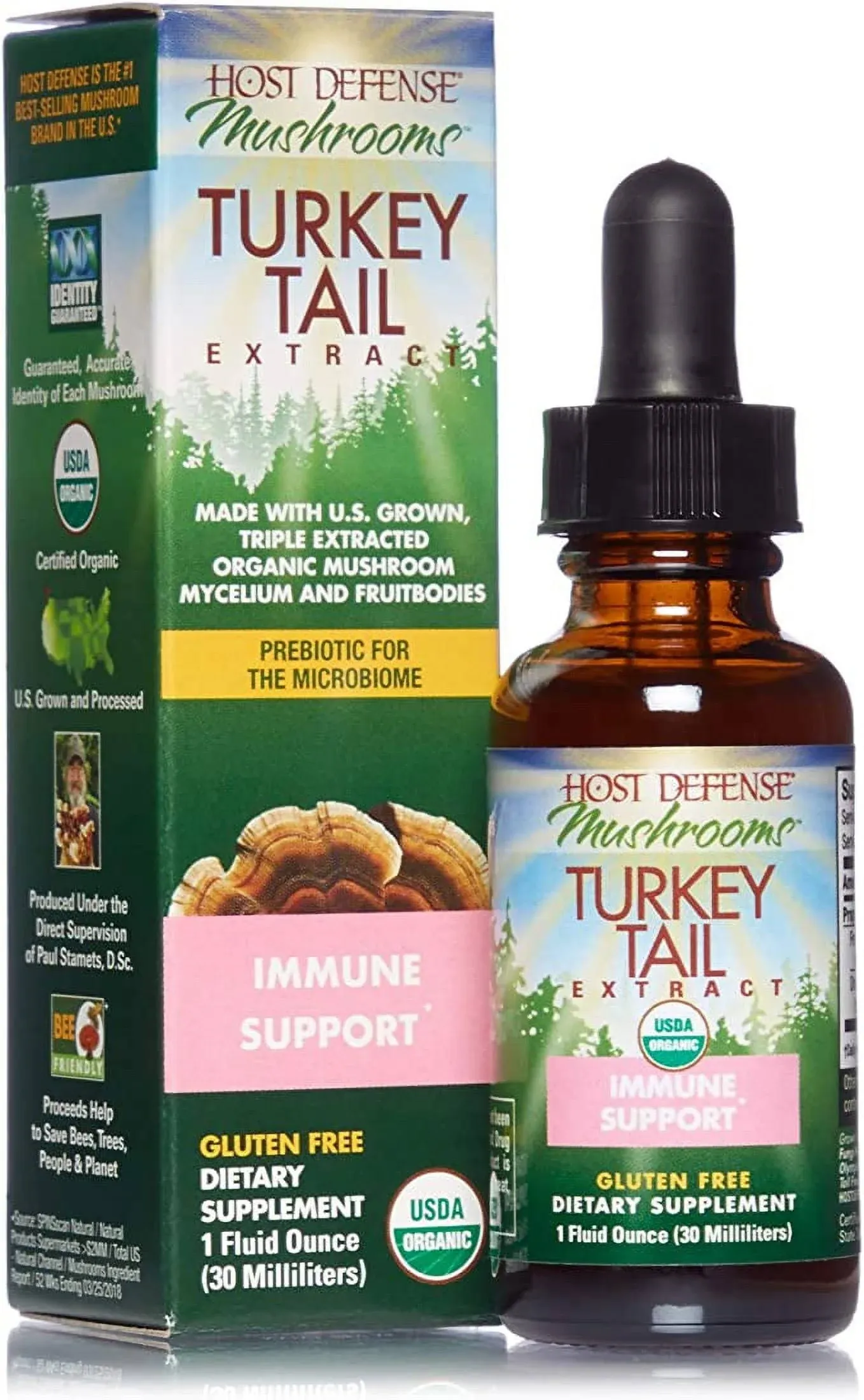 Host Defense Turkey Tail Extract - Digestive Health & Immune Response Support Supplement - Mushroom Supplement for Gastrointestinal & Gut Microbiome Support - 1 fl oz (30 Servings)*