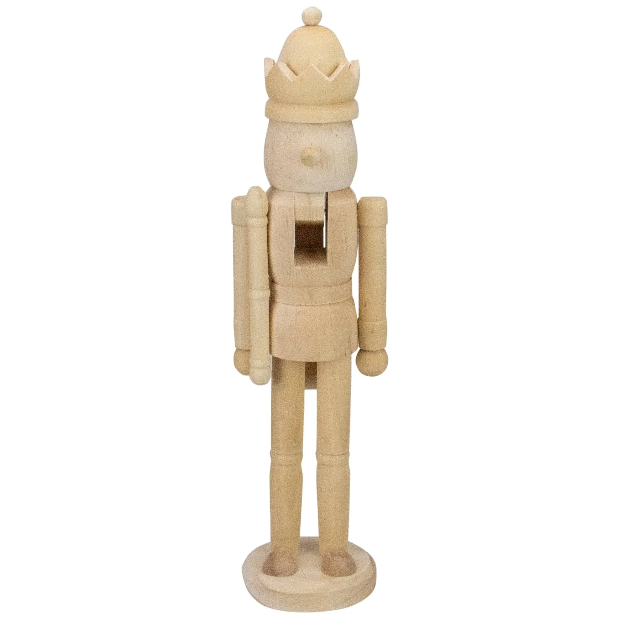 Northlight 14.75" Unfinished Paintable Wooden Christmas Nutcracker with a Crown