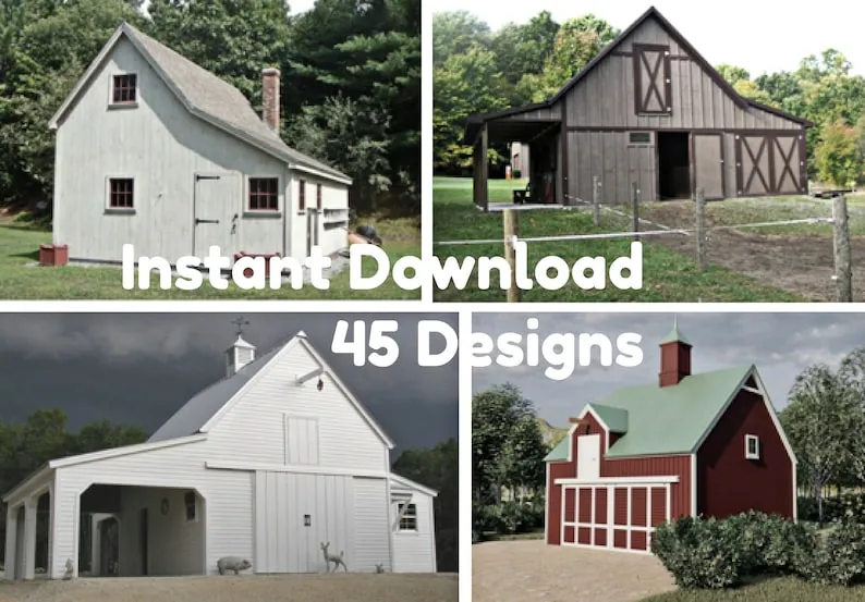 Small Barn PDF Plans - Lofts - Instant Download - Economical Pole-Barn Construction