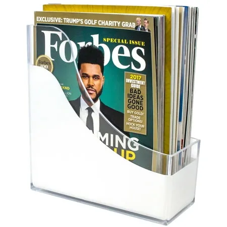 Sorbus Magazine Holder File Organizer, Great for Desktop, Shelf, Home or Office, White Clear