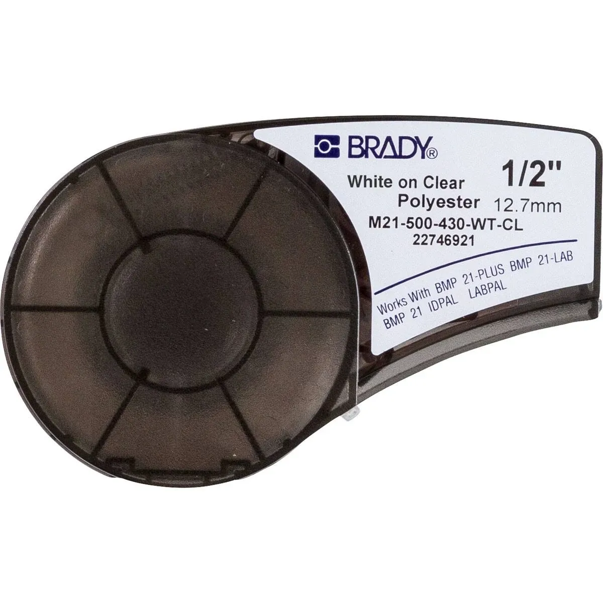 Brady Authentic (M21-250-430) Harsh Environment Polyester Label for Lab, Asset Tracking and Datacom, Black on Clear- For M210, M210-LAB, M211, BMP21-PLUS and BMP21-LAB Printers, 0.25" W, 21' L