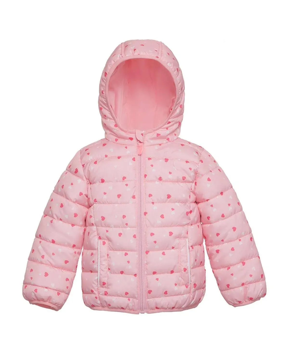 Toddler Winter Coat - Girls' Lightweight Puffer Jacket | Rokka&Rolla 4T / Pink Heart