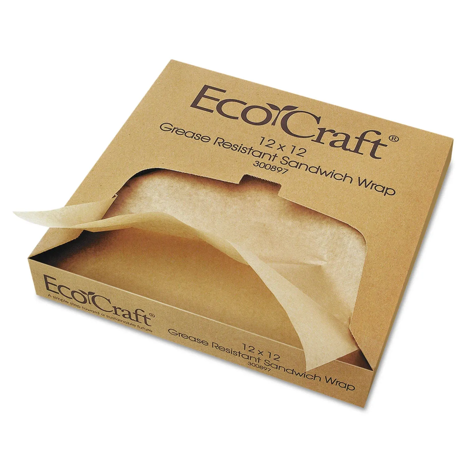 EcoCraft Grease-Resistant Paper Wraps and Liners, Natural, 12 x 12, 1,000-Box, 5 ...