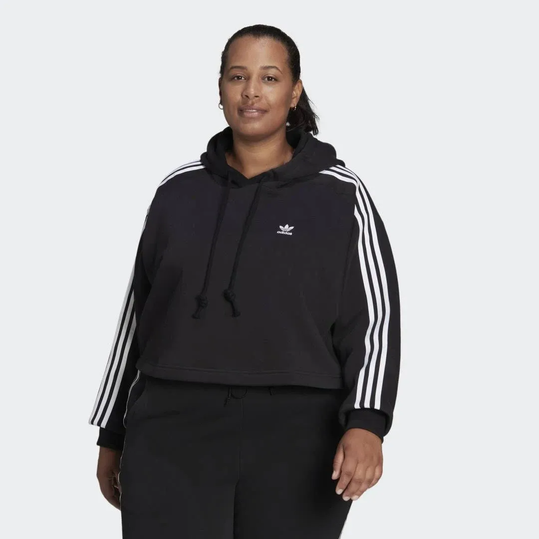 New adidas Originals Adicolor Classics Cropped Hoodie Women&#x27;s Black Size 3X.