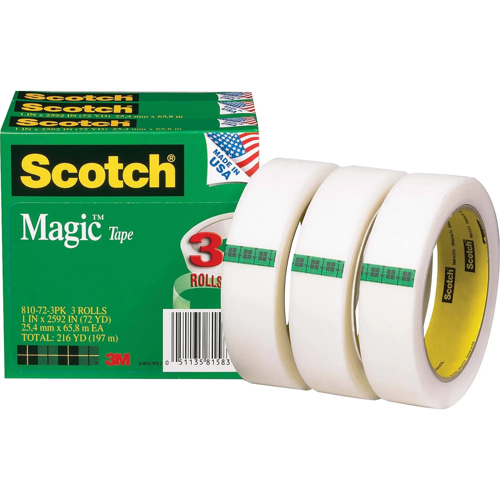 Scotch Magic Invisible Tape - 3 per pack