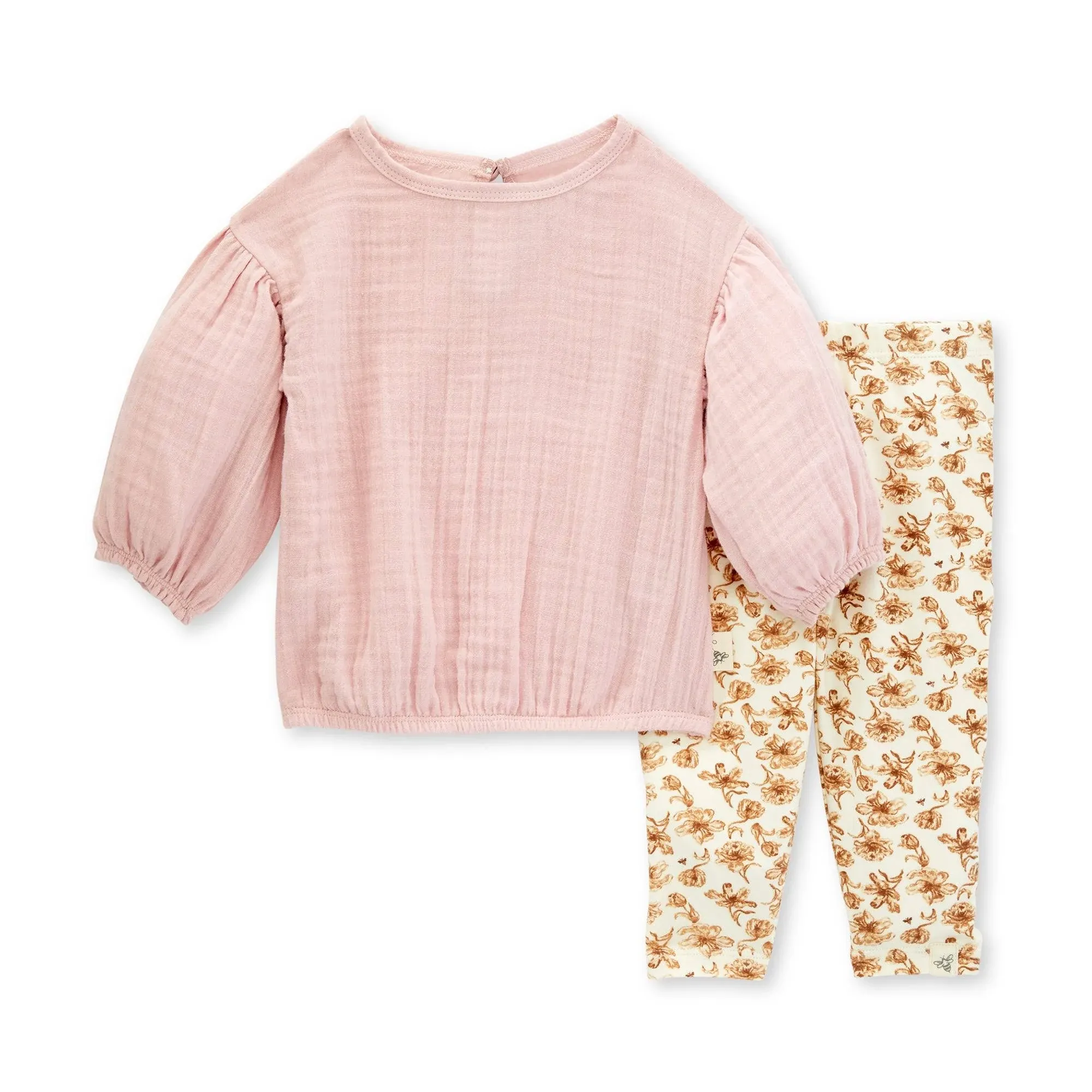 Burt's Bees Baby Gauze Tunic & Ditsy Country Floral Girl Legging Set